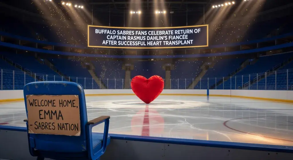 Sabres fans cheer return of captain Rasmus Dahlin's fiancée after heart transplant
