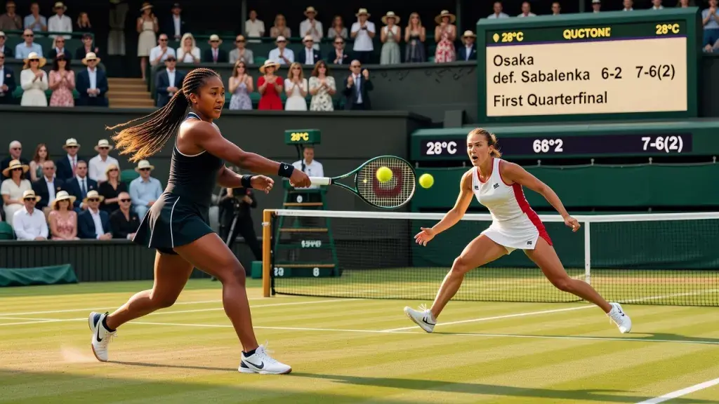 Osaka Stuns Top-Ranked Sabalenka to Reach First Wimbledon Quarterfinal