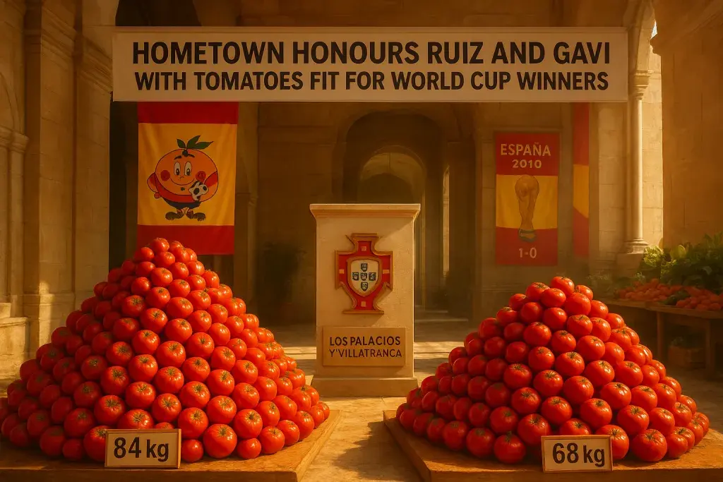 Hometown Honours Ruiz and Gavi With Tomatoes Fit for World Cup Winners
