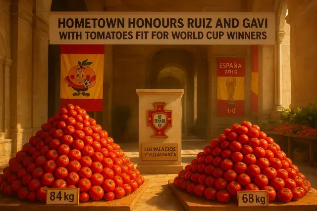 Hometown Honours Ruiz and Gavi With Tomatoes Fit for World Cup Winners